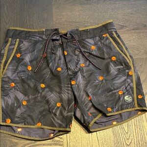 Scotch & Soda Black and Orange Swim Trunks